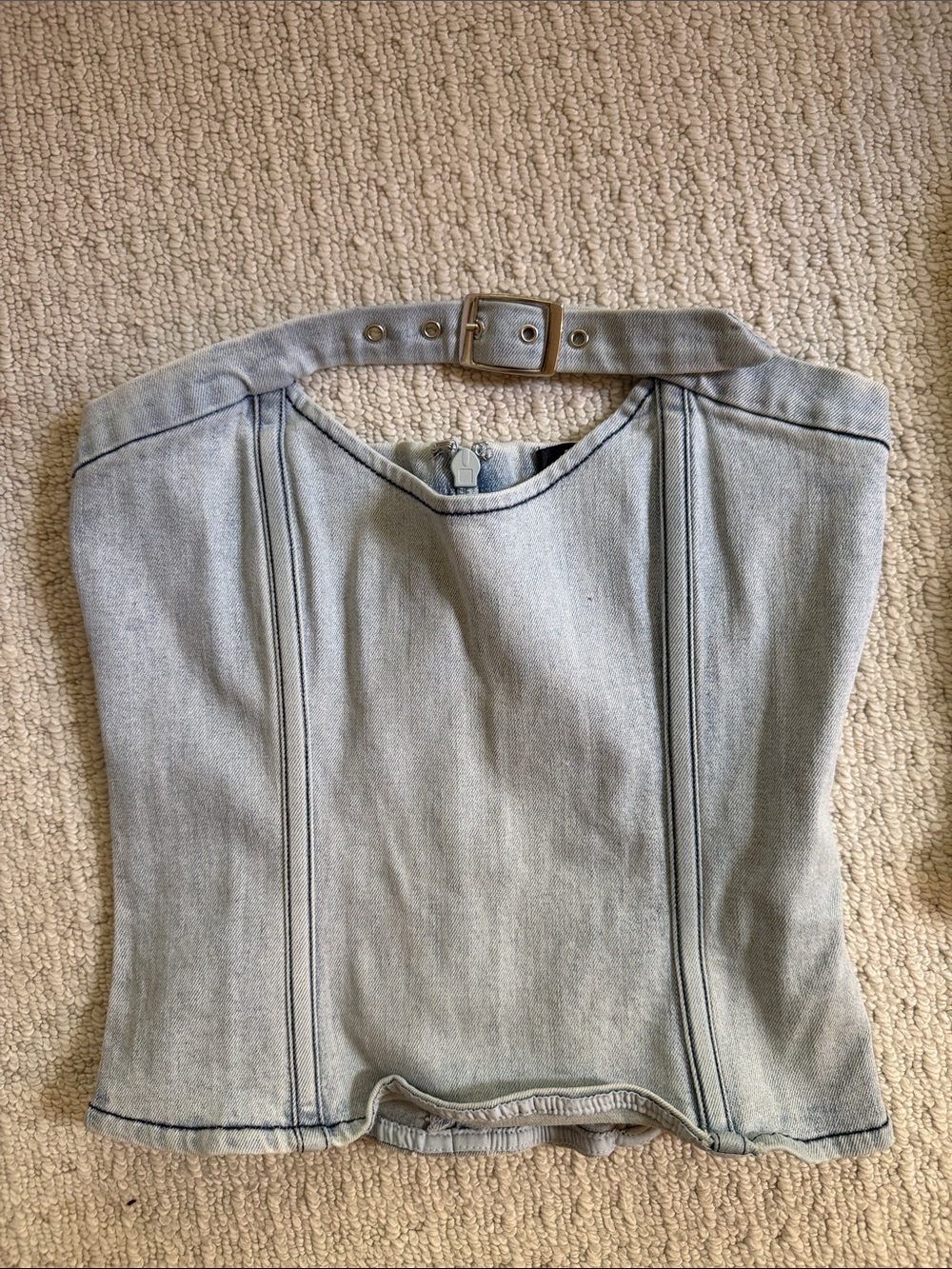 BY.DYLN Light Wash Denim Top - Light Blue